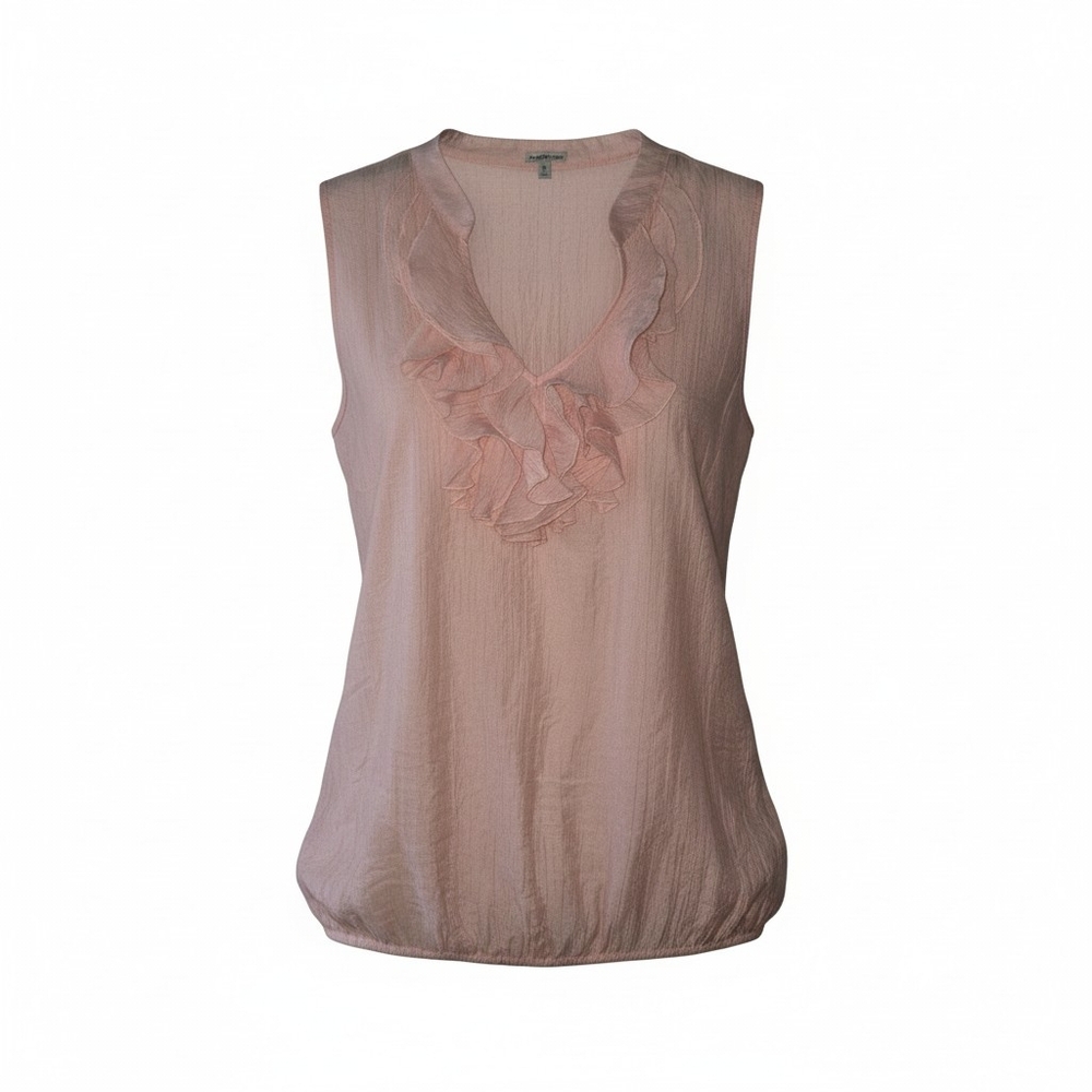 Charlotte Russe Blush Pink Ruffle Neck Bubble Hem Blouse - Size XL